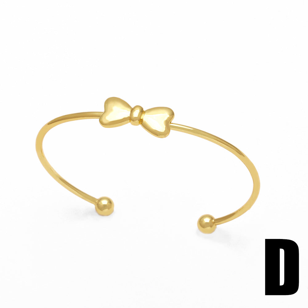 Wholesale Bowknot Polished Copper 18k Gold Plated Bracelet